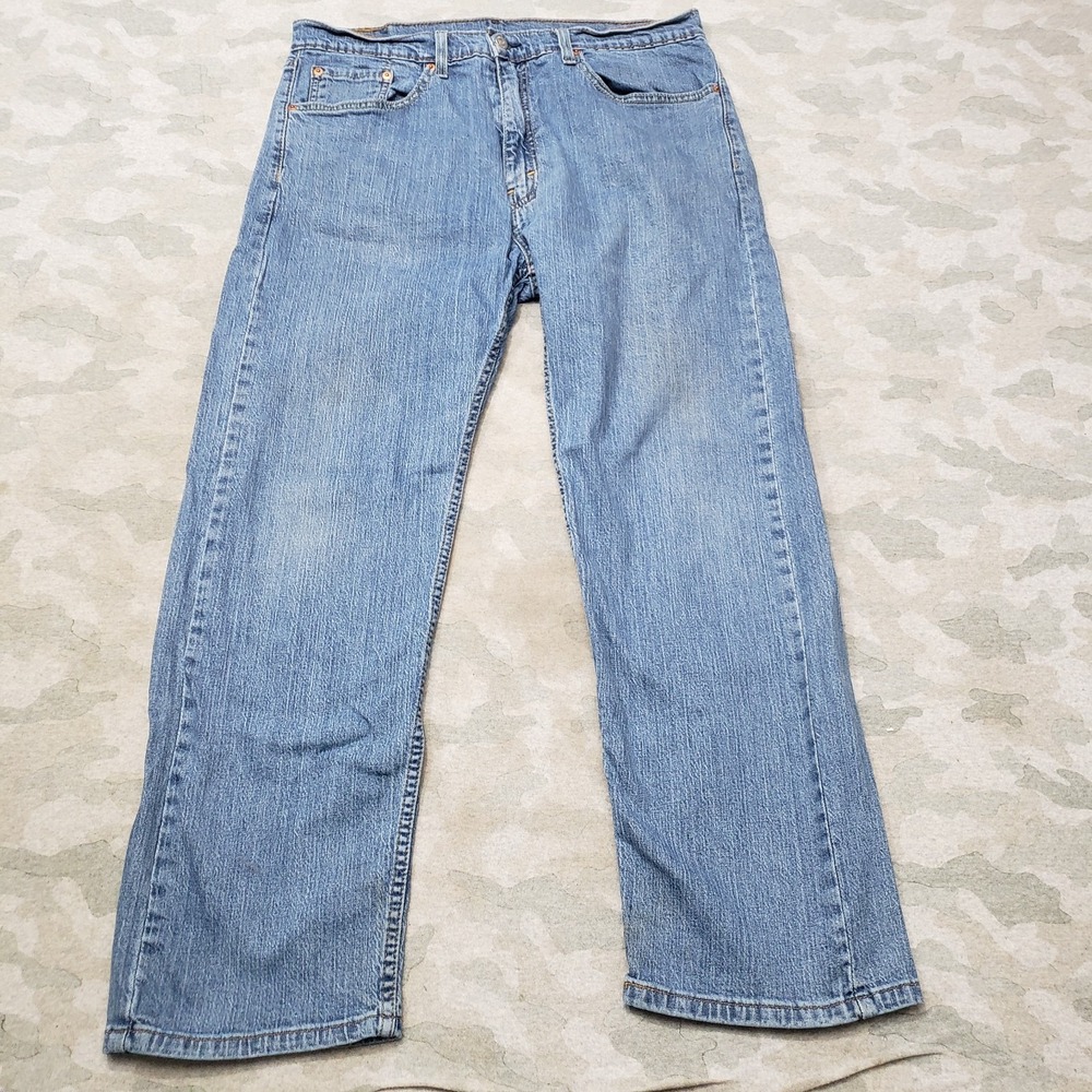 Levi's 505 Jeans Mens 36x29 Blue Straight Leg Pockets Denim Medium Wash